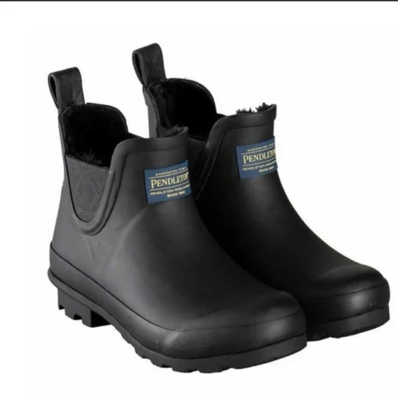 NEW Pendleton Ladies’ Fur Lined Chelsea Rainboot in Black 100% WATERPROOF NIB - Picture 2 of 8